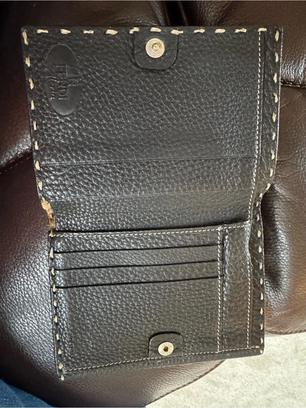 Fendi Black Leather wallet with Cream Contrast Stitching